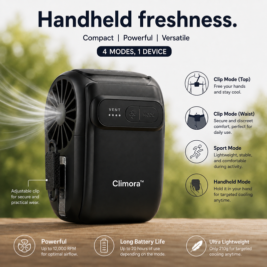 Climora CoolClip™ — Stay cool, wherever you go.